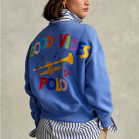 Ralph Lauren Tops - POLO RALPH LAUREN GOOD VIBES EMBROIDERED FLEECE SWEATSHIRT size L